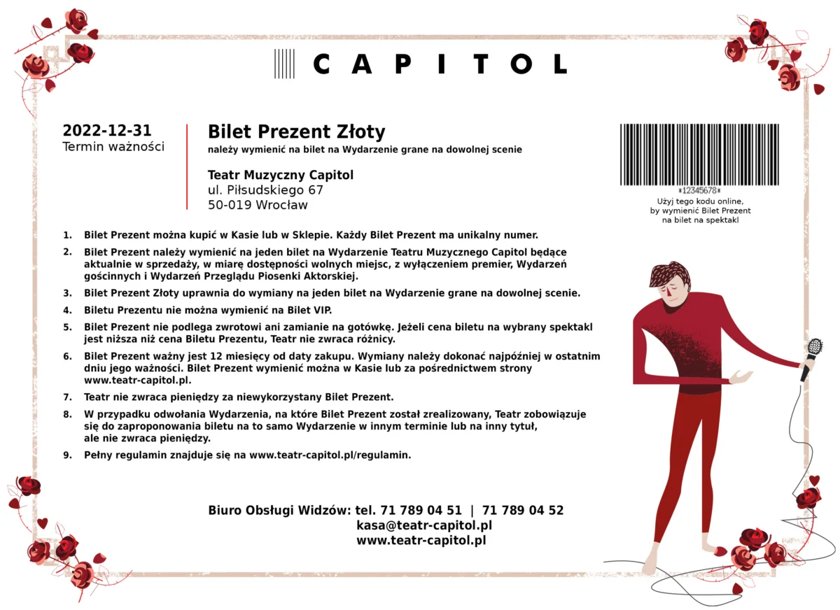 Przykładowy Bilet Prezent Złoty